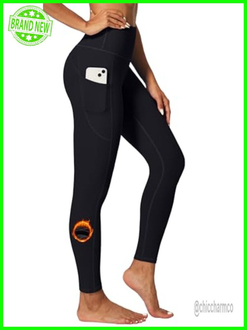 Fleece lined leggings women thermal warm winter with pockets